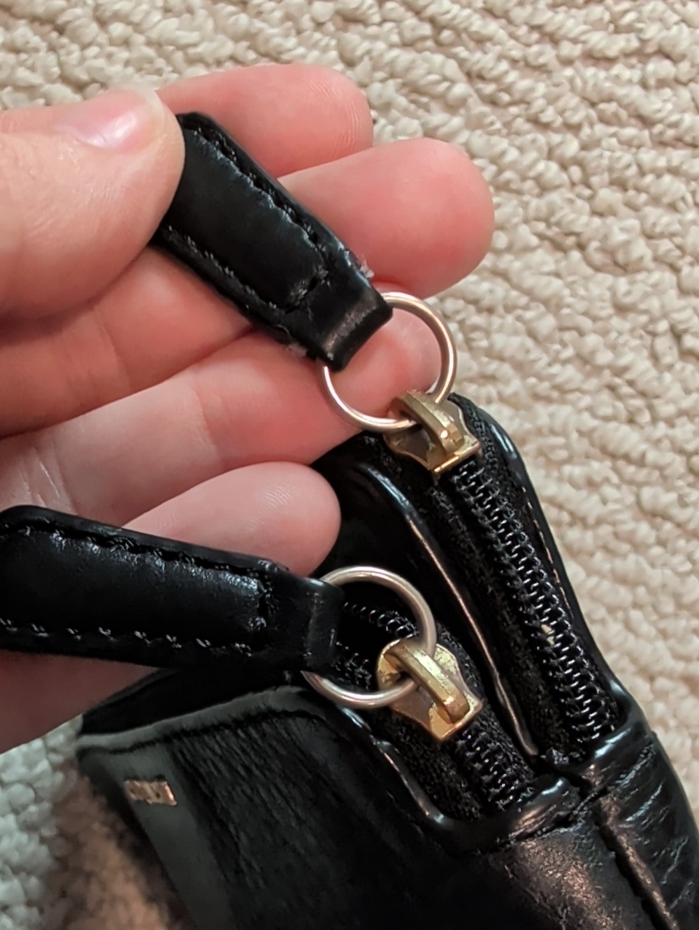 COACH Black Pebbled Leather Double Zip Wristlet - Picture 8 of 10